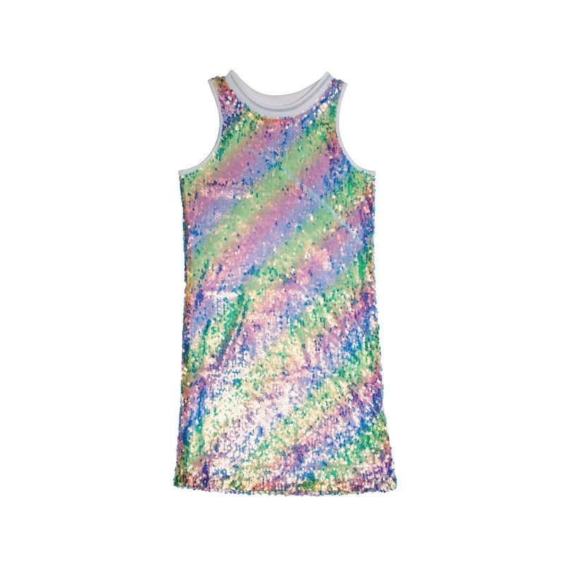 White Rainbow Sequin Dress (Toddler + ...